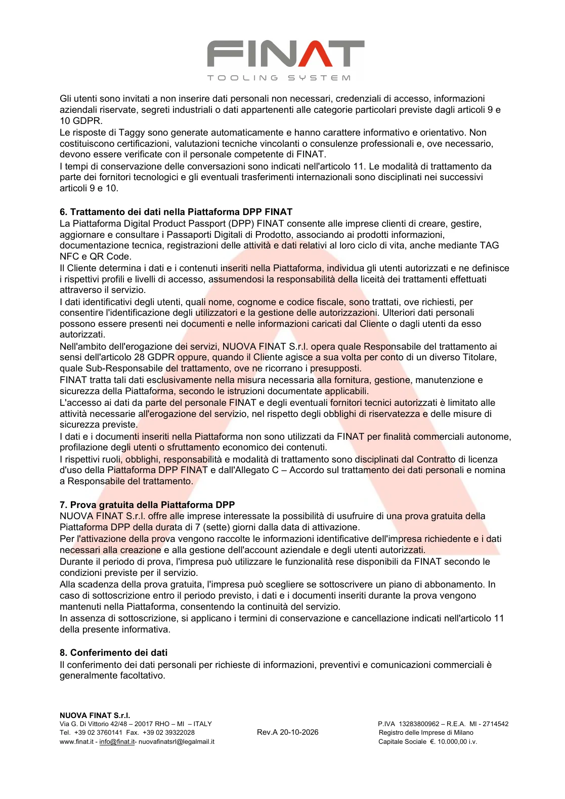 Privacy Policy FINAT - pagina 3 di 6