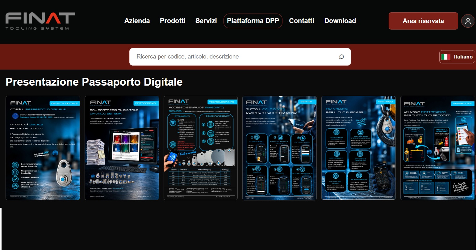 Schermata della pagina Piattaforma DPP